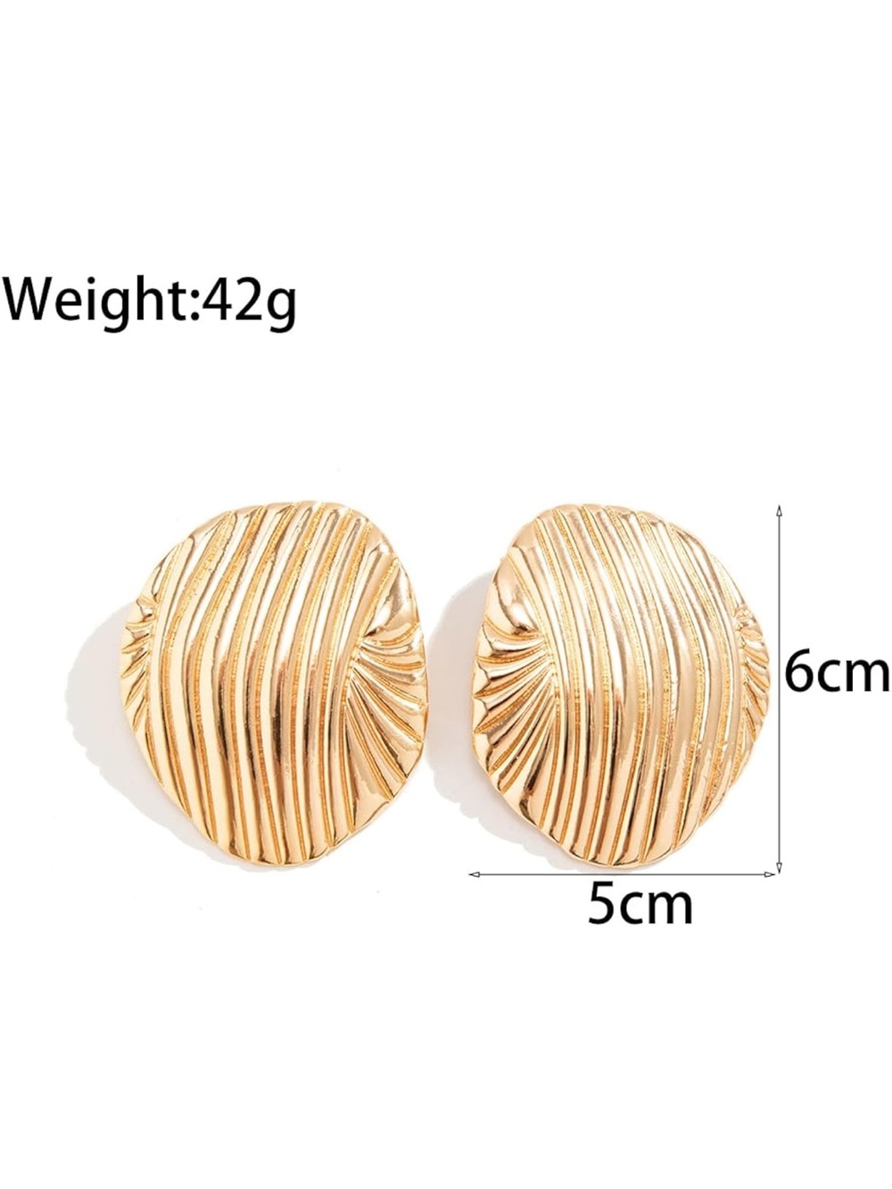 New Zara Gold Ribbed Shell Clip-On Earrings - Picture 7 of 7